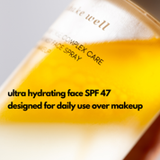 Pluxos Sun Veil SPF 47 face sunscreen mist spray with skincare ingredients