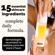 Pluxos Sun Veil SPF 47 face sunscreen mist spray with skincare ingredients